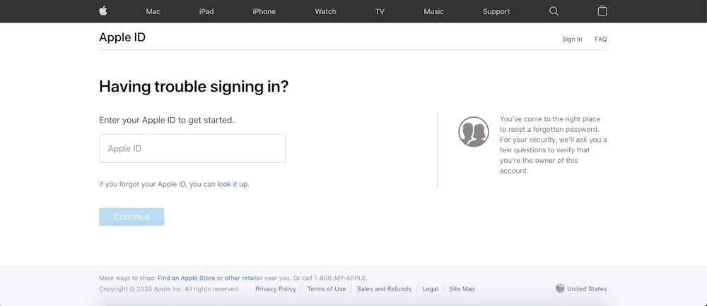 بازیابی رمز عبور ایمیل iCloud 2